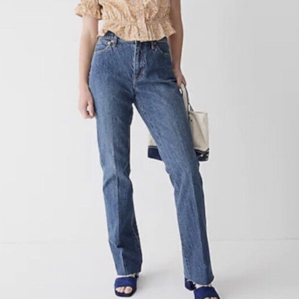 NWT J. Crew Full Length Demi Bootcut Jeans in Kamari Wash w/ Raw Hem